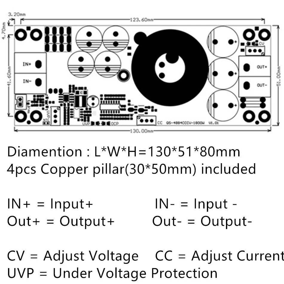 1800 Вт 40A CC CV повышающий преобразователь DC-DC Step Up Питание Регулируемая доска DC 10 В-В 60 в до 12 В-В 90 в DIY Электронный комплект модуль
