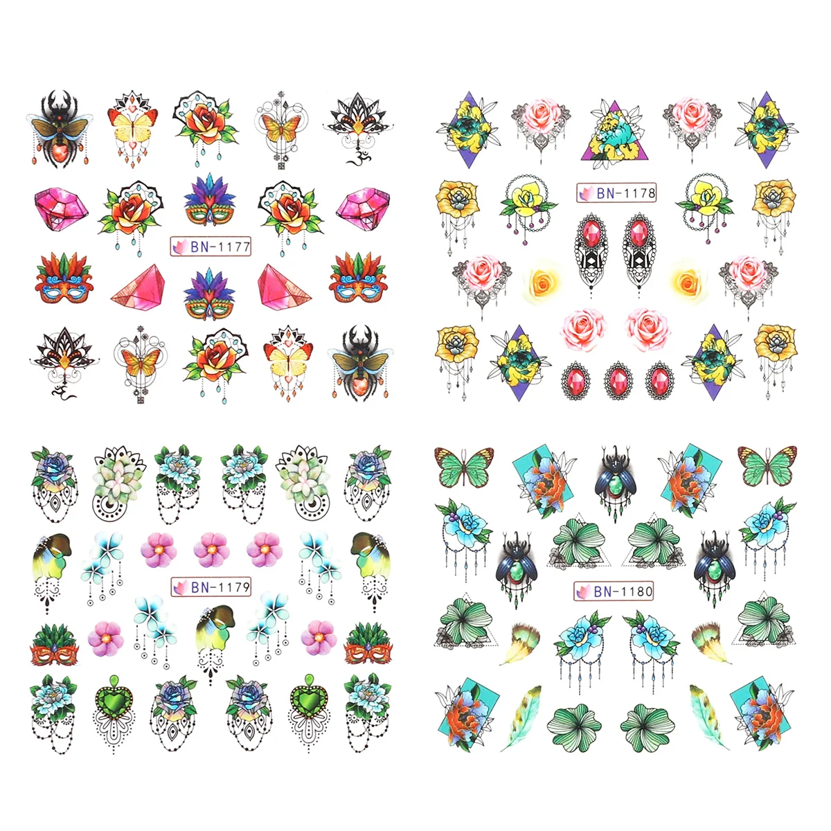 Монья 12 шт. наклейки для ногтей украшения Бабочка серия переводная наклейка