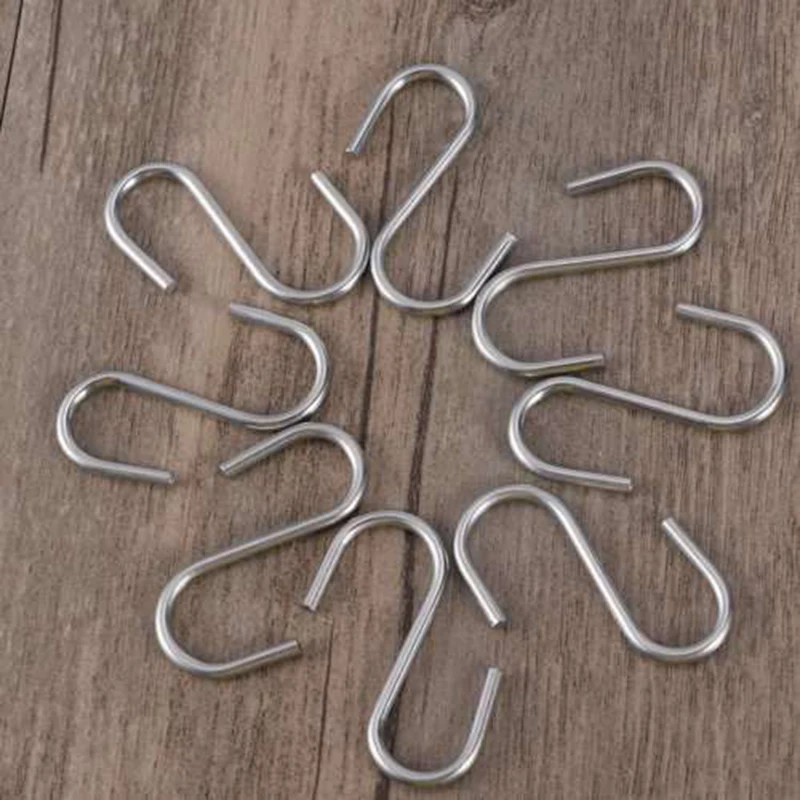 100 шт Серебряный s образный домашний кухонный крючок Подвеска из нержавеющей