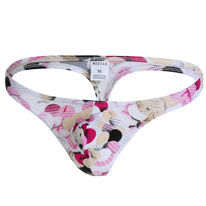 3PCS Man Underwear Thong Male Floral Print Bulge Pouch Briefs Lingerie Gay Comfortable T-Back Jockstraps Panties Briefs Thongs