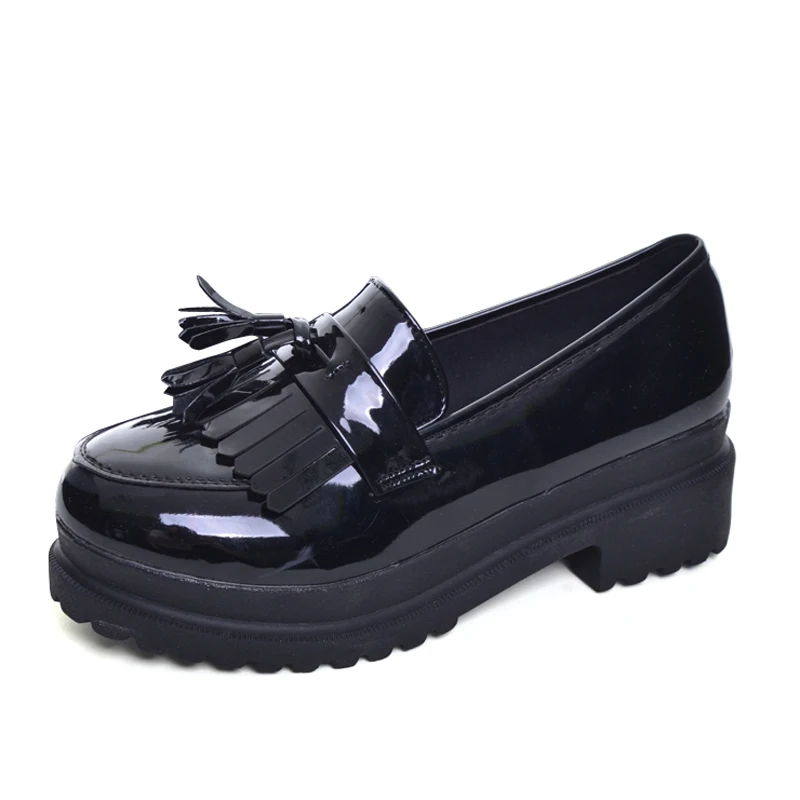 Tangnest/Новинка женские оксфорды в британском стиле из искусственной лакированной