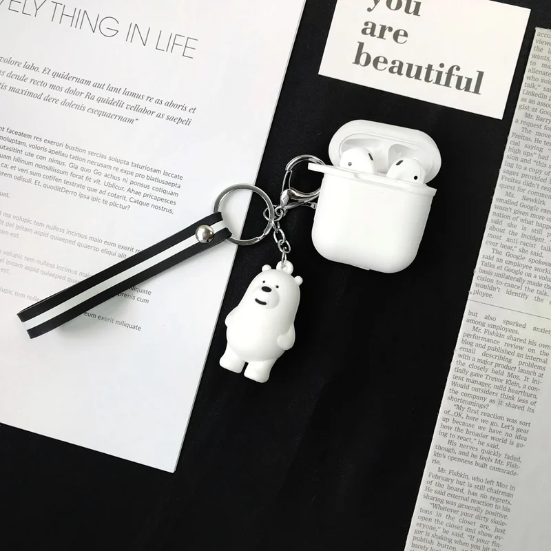 Силиконовый чехол для наушников Apple Airpods 1 2 с мультяшным медведем и уткой защитный