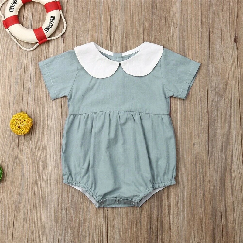 Летнее боди для маленьких девочек хлопковый комбинезон с короткими рукавами