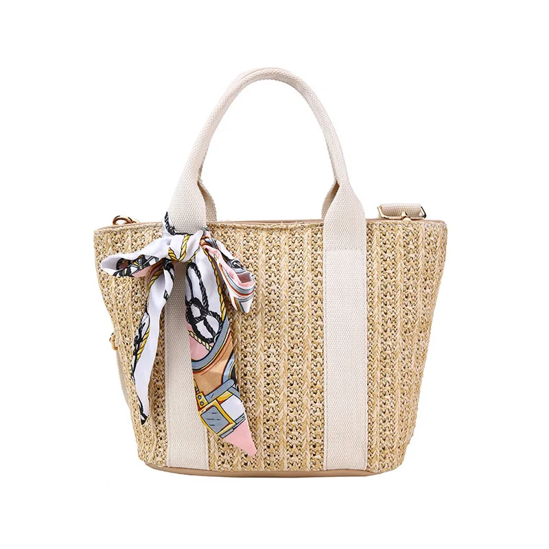 

Hot Summer Women Ribbon Handbag INS Popular Female Fashion Straw Bags Holiday Lady Weave Shoulder Bag Large Beach Bolsa SS3281