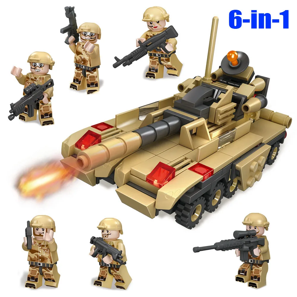 Kitoz 6 в 1 Танк модель русский T 62 главный боевой танк военный Строительный Блок