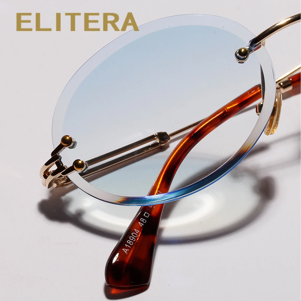 ELITERA модный дизайн небольшие круглые солнцезащитные очки для женщин леди без оправы элегантные очки солнцезащитные очки