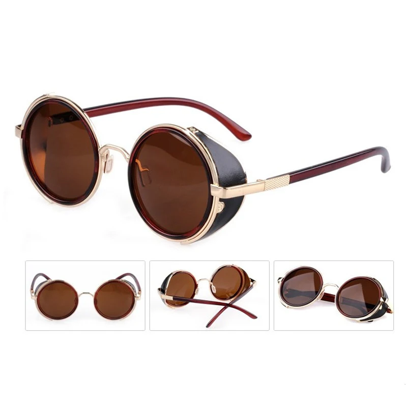 Модные Винтажные стимпанк wo Для мужчин Круглый Дизайнер Металл Óculos de sol