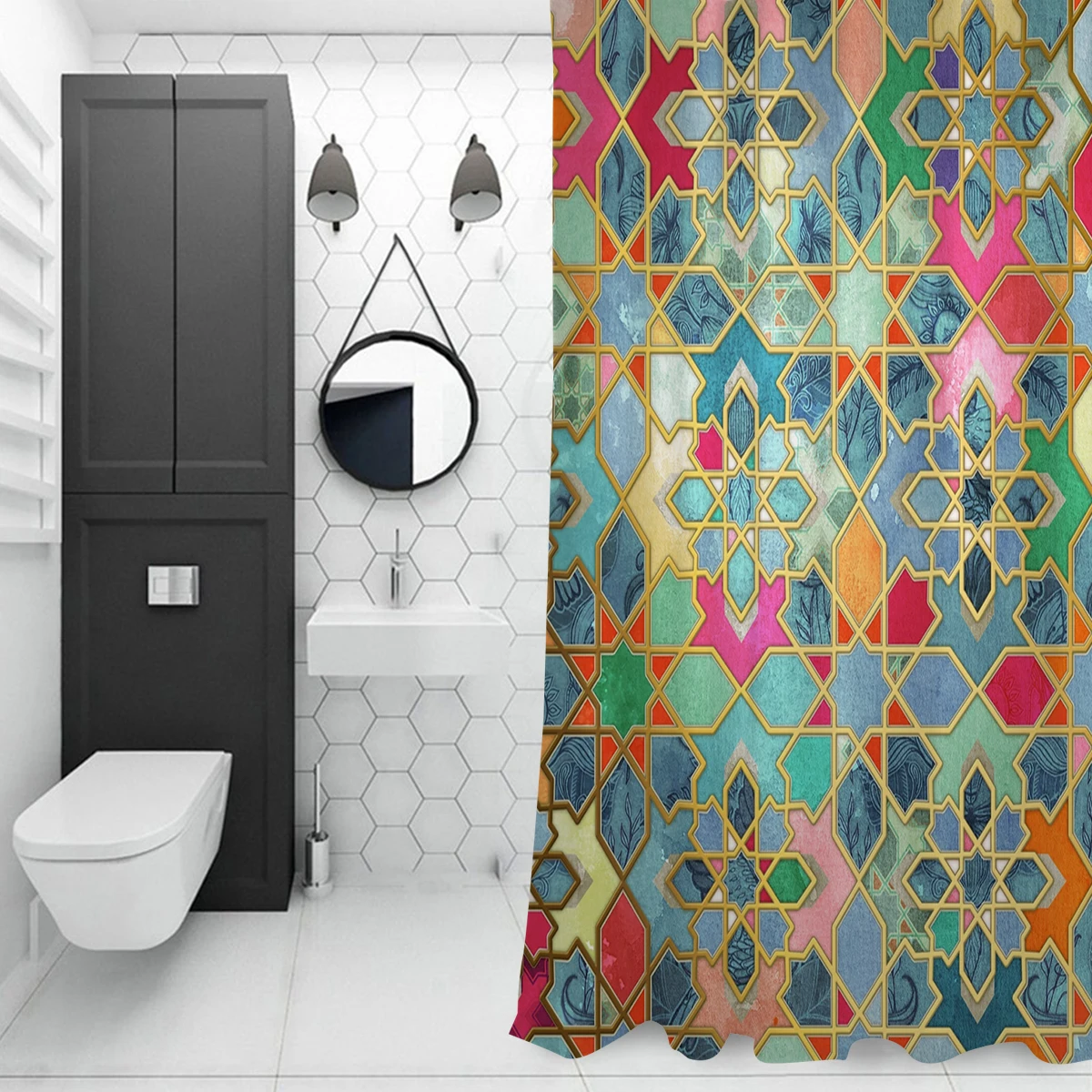 Золотые и великолепные красочные марокканские мозаичные очень длинные тканевые