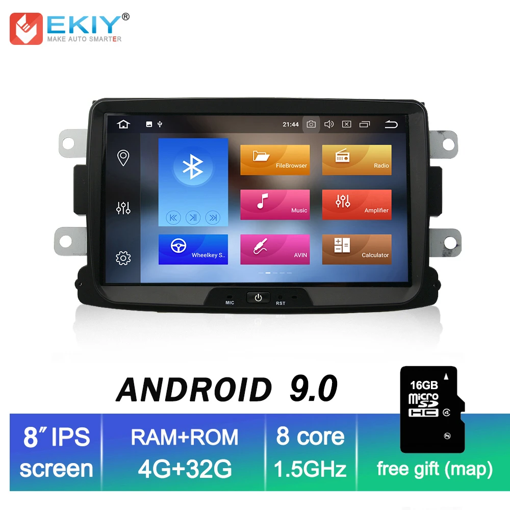 EKIY Автомобильный мультимедийный плеер Android 9,0 Automotivo 1 Din для Dacia Sandero Duster Renault Captur Lada Xray 2 Logan 2 gps 4G+ 32G