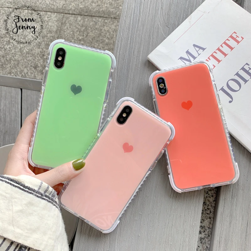 От Jenny Anti-fall simple love for iPhone x xr xs max 6 6s 7 8 Plus ударопрочный глянцевый мягкий защитный