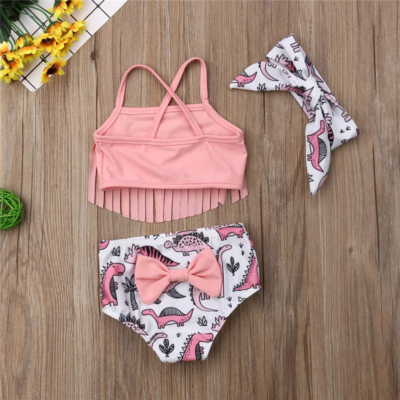 Модный комплект бикини с кисточками для маленьких девочек купальник купальный