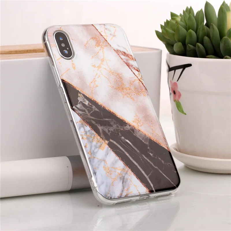 JiBan мобильный чехол для телефона iPhone 6 S 7 8 Plus X блеск полосатый ТПУ Мрамор плюс все