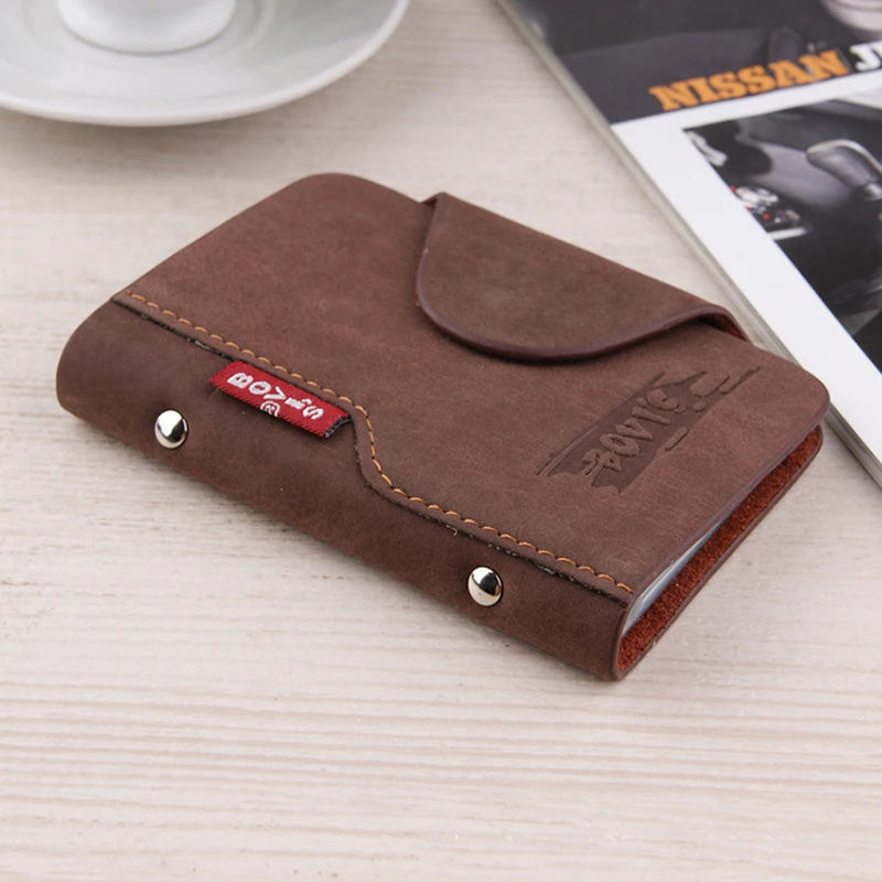 Держатель для визиток и удостоверений личности кошелек унисекс из нубука