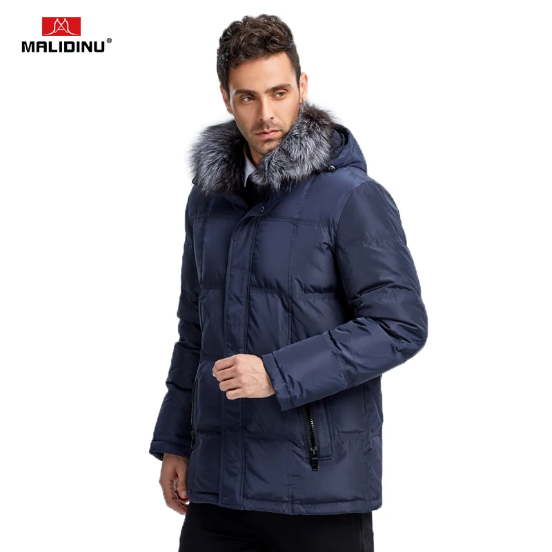 

MALIDINU 2021 Men Down Coat Winter Warm Down Jacket Mens Winter Parkas Real Fox Fur 70% White Down Down Big Size For Men -30C