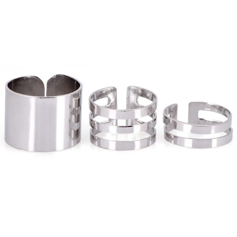 3 шт./лот цельное геометрическое кольцо из трех частей модный тренд универсальные