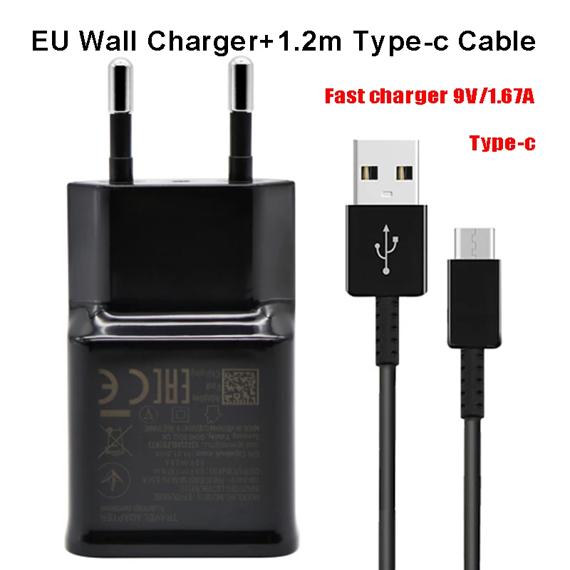 Быстрое зарядное устройство USB адаптер 1 2 TYPE C кабель для Galaxy S8 S9 Plus Оригинальное