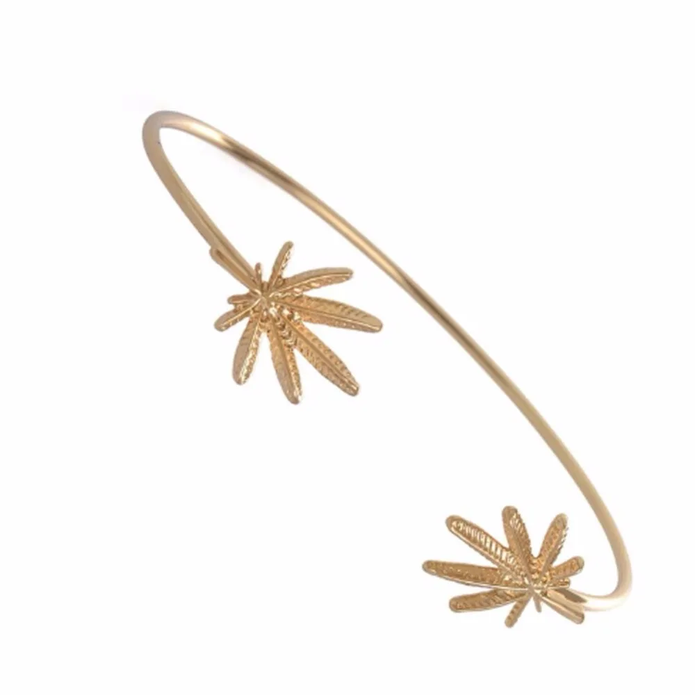 Кленовый лист манжета браслет Шарм посеребренный летний Канада лесной ювелирные