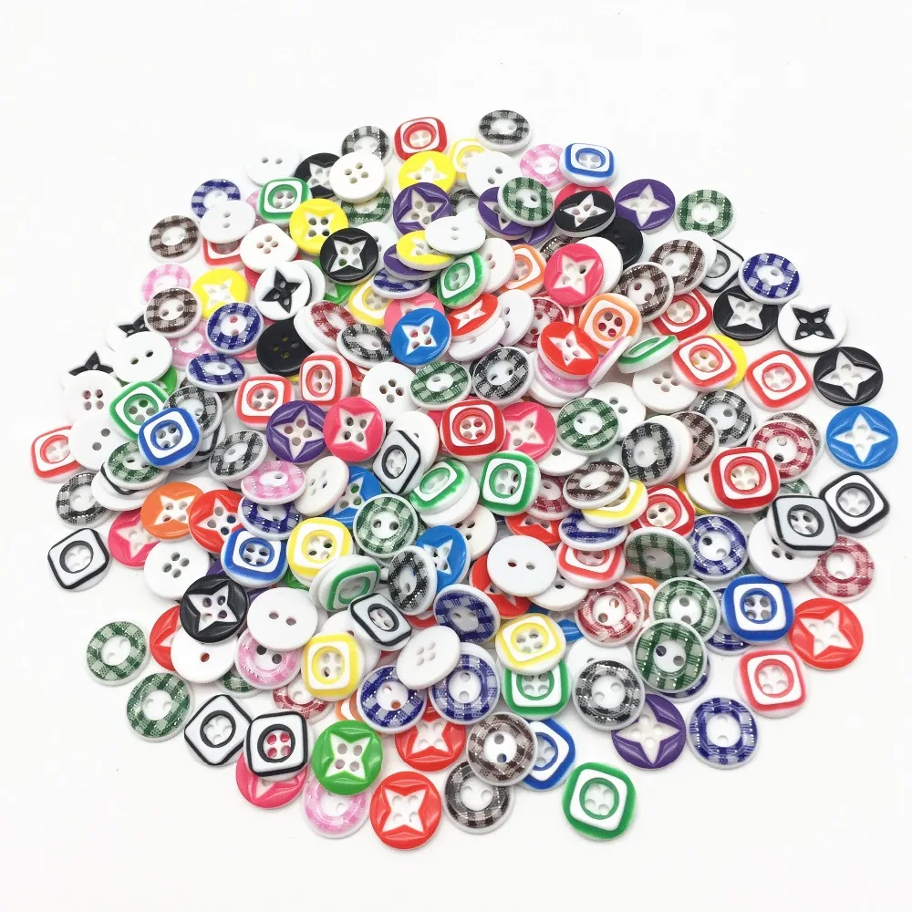 

100pcs Mixed Sewing 13mm 2 Holes Round Resin Buttons for Women's Clothes Sewing Accessory Baby Buttons