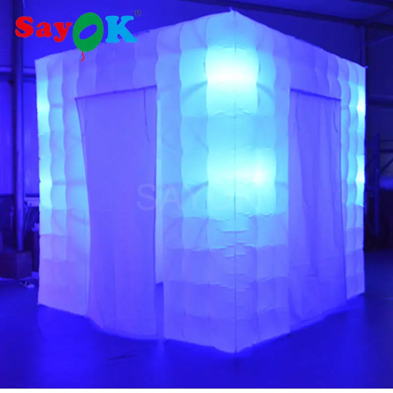 Недорогой цветной квадратный Свадебный светодиодный надувной фотостенд 8 футов