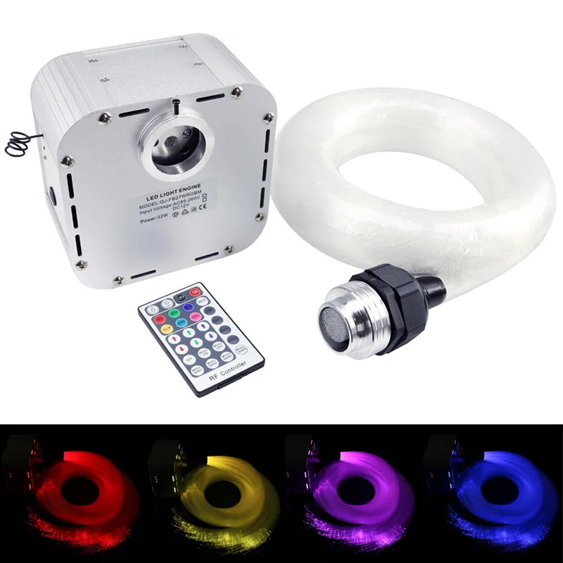 32 Вт RGB Мерцающий СВЕТОДИОДНЫЙ волоконно-оптический светильник с эффектом звездного неба потолочный комплект 0,75 мм* 800/1000 шт. волоконно-оптический кабель с 28 клавишами дистанционного управления
