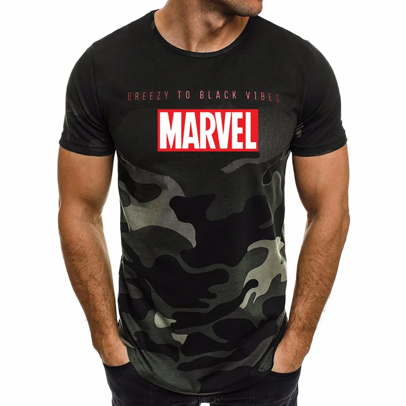 Ультратонкая футболка с коротким рукавом Marvel модный принт супергероев круглым