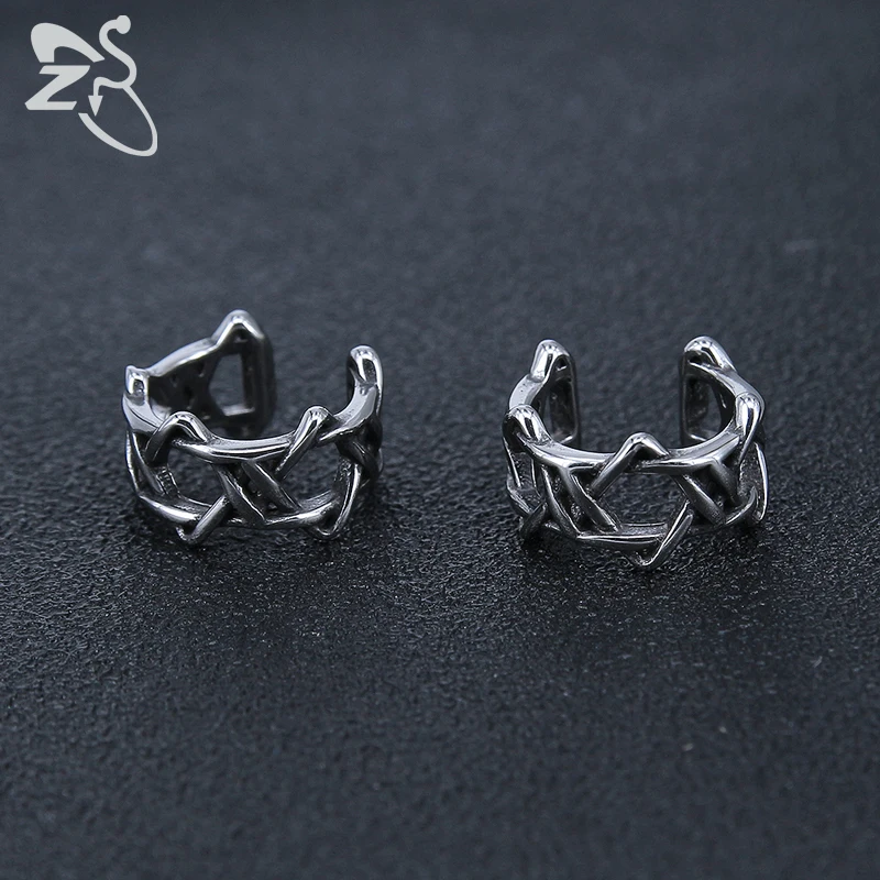 ZS, серьги из нержавеющей стали, панк, Череп, каффы, серьги для мужчин и женщин, готический стиль, клипсы, рок, байкер, каффы для ушей, хряща, серьги