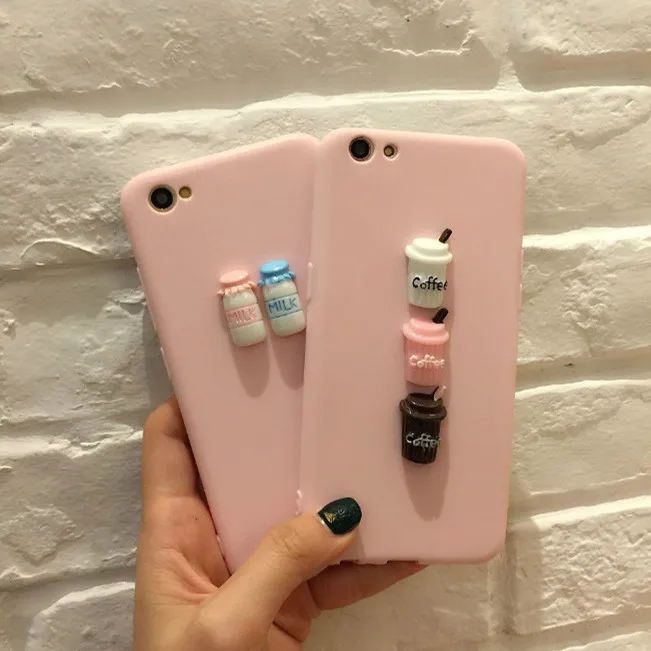 3D Kawaii розовые детские бутылки кофе телефон чехол для iPhone 6 6s 7 8 Plus X XS MAX XR