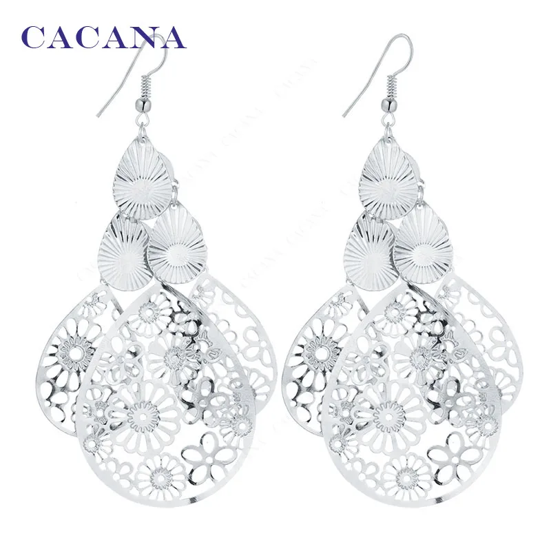 Длинные женские серьги-подвески CACANA с красивым цветочным рисунком модные серьги
