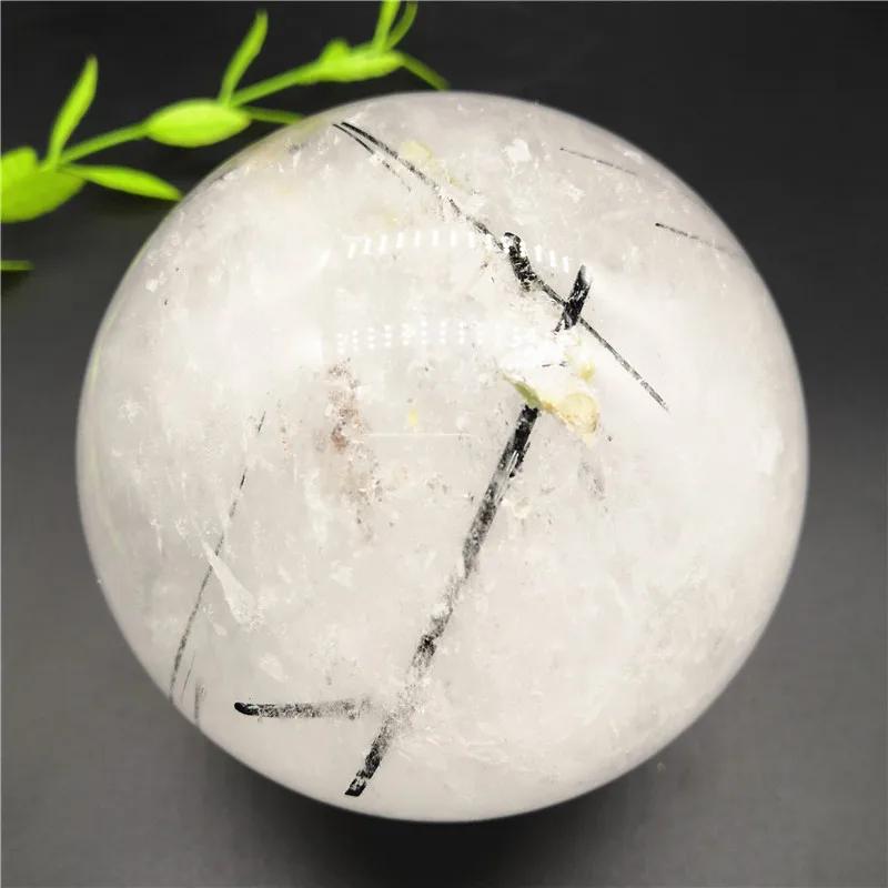 

Big!natural Clear Black Tourmaline Mineral Phantom Quartz Crystal Ball Sphere Specimen Collection Decoration 1165g