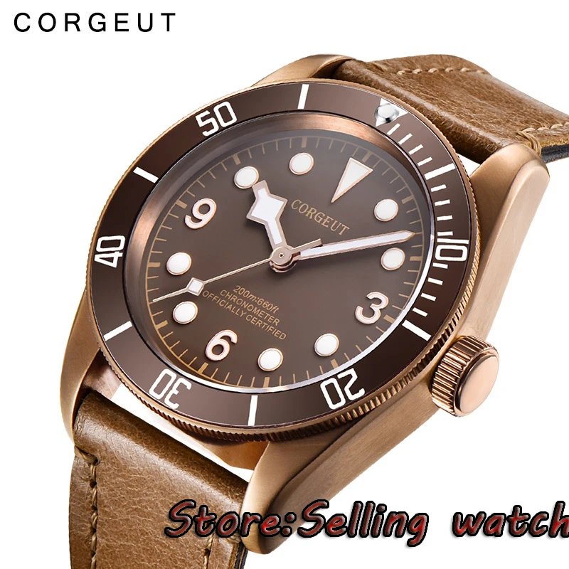 41 мм CORGUET кофе стерильный Циферблат Кофе случае сапфировое стекло miyota