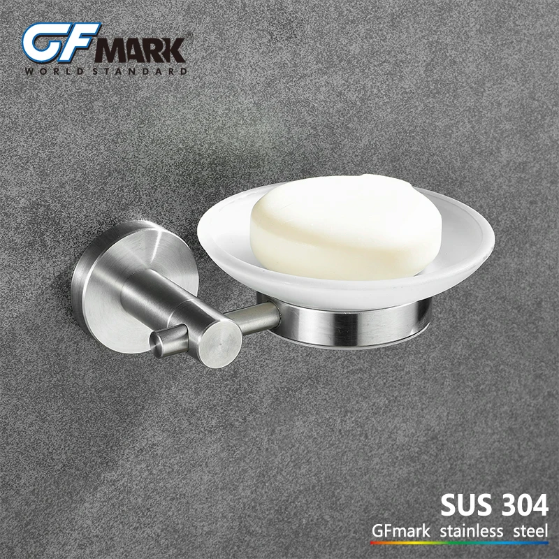 Держатель для мыла со стеклянной тарелкой GFmark аксессуары из нержавеющей стали