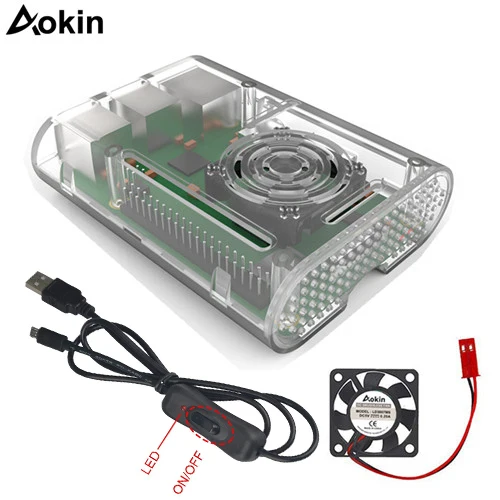 case cable fan white Raspberry Pi3 Модель B+ чехол вентилятор охлаждения радиатора кабель питания черный корпус Корпуса для Raspberry Pi 3 Модель B+ Plus - Цвет: case cable fan white