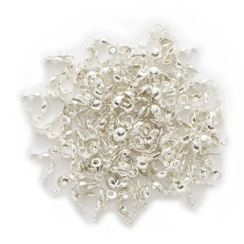 Silver 200 шт./лот, шаровая цепь, соединитель, застежки, калотки, конец, Обжимные бусины для DIY ювелирных изделий, сделай сам, подходит для 2,4 мм, 3,2 мм - Цвет: Silver