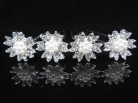 6 pcs clear crystal wedding party bridal prom races flower hair pins clips