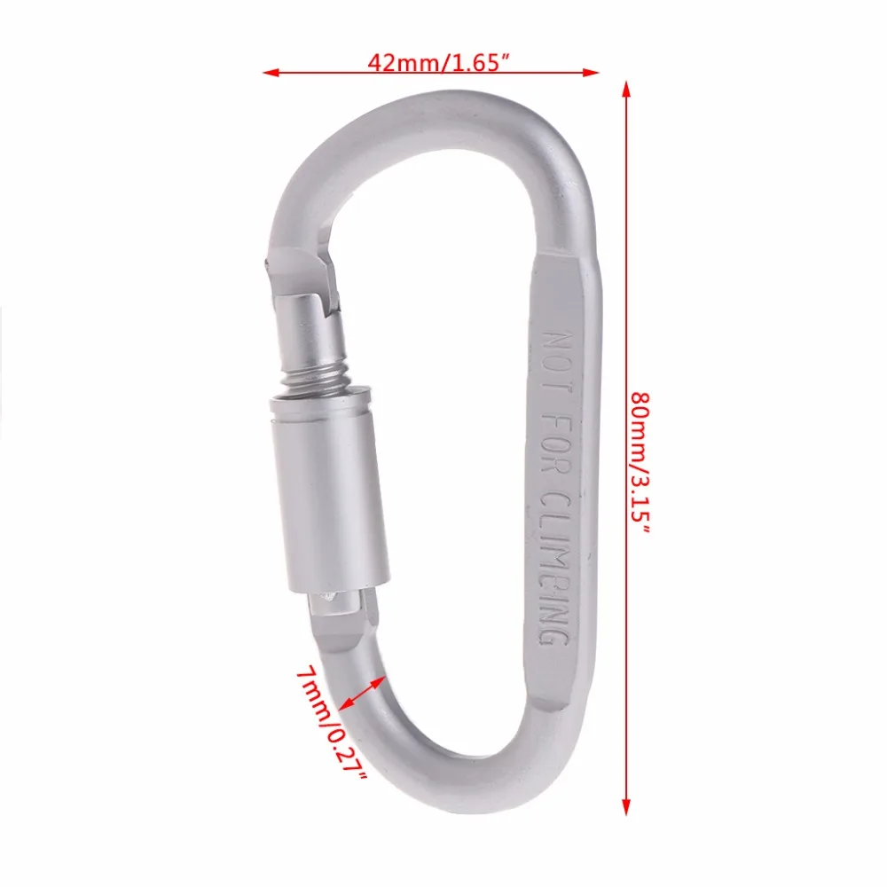 

D Shaped Camping Carabiner Aluminum Alloy Locking Hook Ring Key Climbing Tools