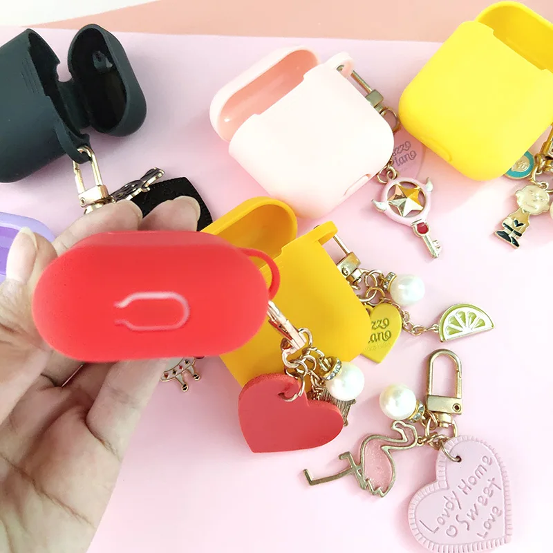 Роскошный милый Декор с кошкой розовый Силиконовый чехол для Apple Airpods чехол Аксессуары Bluetooth наушники защитная крышка брелок с фигурками из мультфильмов