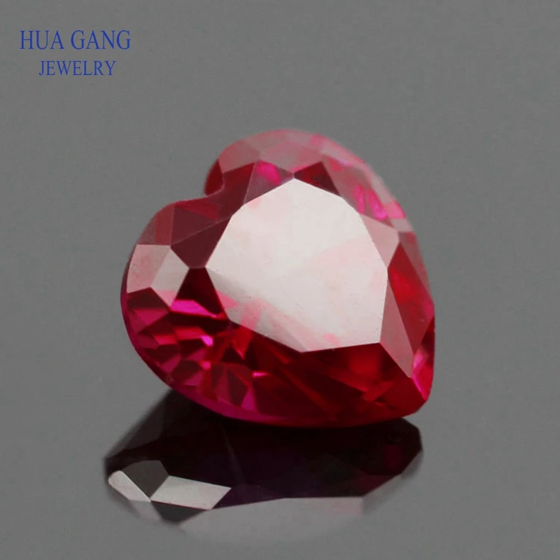

8# Red Stone Heart Shape Princess Cut Synthetic Corundum Gems stone For jewelry Size 3x3~10x10mm Free Shipping