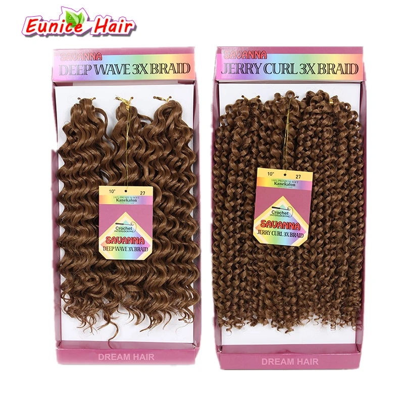 Синтетическая плетеная тесьма Savanna Jerry Curl 3xBraid Freetress глубокая завивка