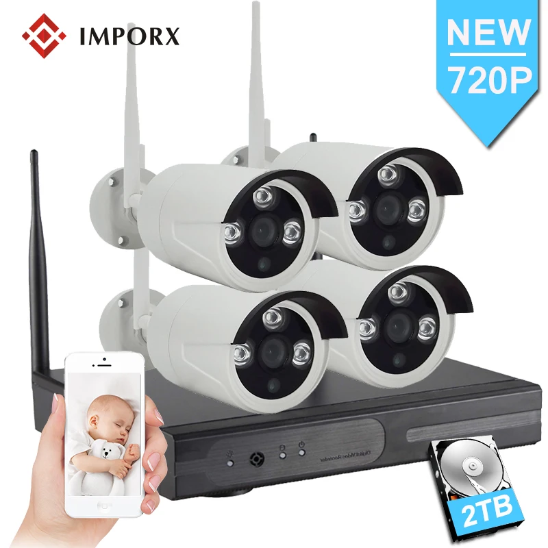 IMPORX 4 шт. 720P камера видеонаблюдения системы безопасности 4CH NVR с IP набор камер