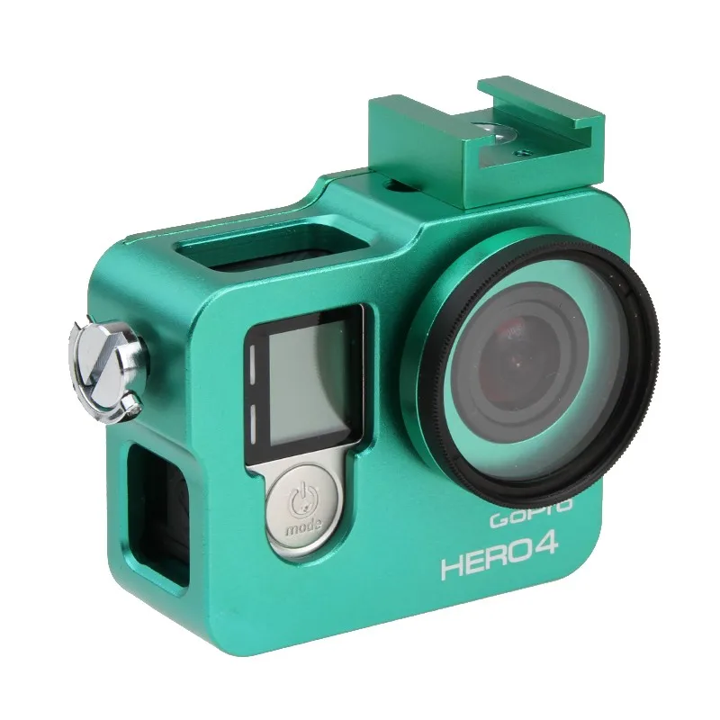 Go pro hero 4/3+ аксессуары, защитный Алюминиевый металлический чехол Крышка для корпуса оболочка крышка объектива для gopro 3+ 4 hero 4/hero 3