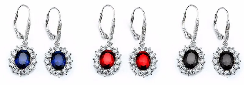 Sinya 925 пробы, серебряные серьги-капли с синим, красным, белым, черным сапфиром, Фианитами, кристаллами Brincos, хорошее ювелирное изделие для женщин, подарок для влюбленных