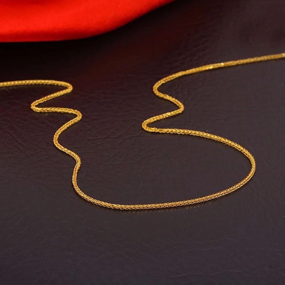 

Ожерелье из чистого твердого 18-каратного желтого золота, цепочка со звеньями пшеницы на удачу, 18 дюймов L