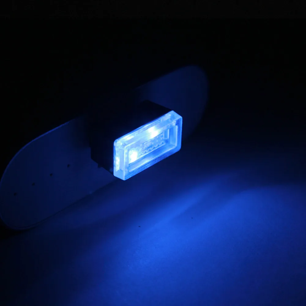 1 шт., 5 цветов, новинка, мини USB СВЕТОДИОДНЫЙ беспроводной автомобильный светильник, лампа для ног, DC 5 В, авто украшение интерьера, атмосферная лампа для стайлинга автомобиля - Испускаемый цвет: Синий