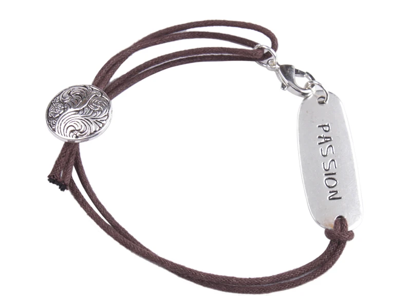 

Fashion Brown Cord Word ID Bracelet