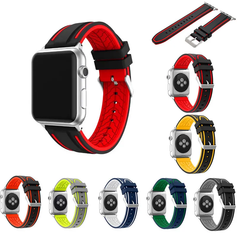 Двухцветный силиконовый ремешок для Apple Watch 38 мм 42 серия 1 2 3 цветочный цветочные