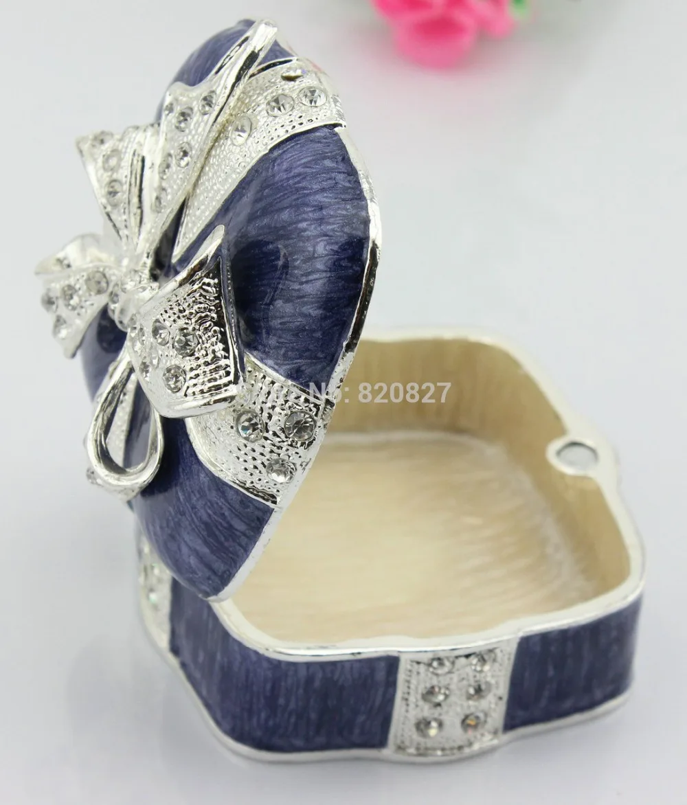 Large Size Navy Square Pewter Trinket Box (7.3*7.3*5 Cm (L*w*h)