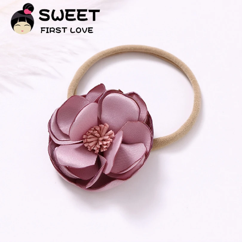 

6pcs/lot New Flower Headband Nylon Faux Flower Party Hair Bands Newborn Girls Elegant Headwear Photography Prop Hair Accessories