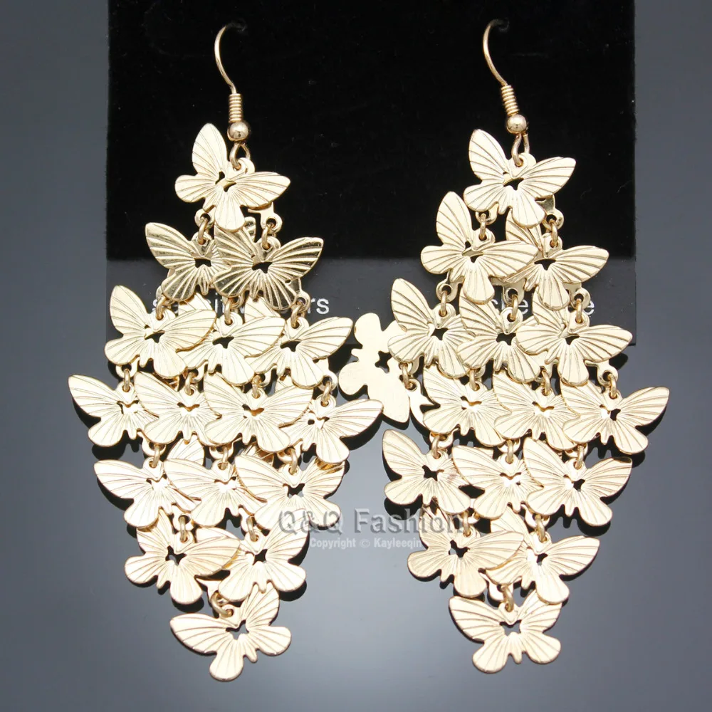 Новые этнические золотые серьги-подвески в виде бабочек и насекомых | Украшения