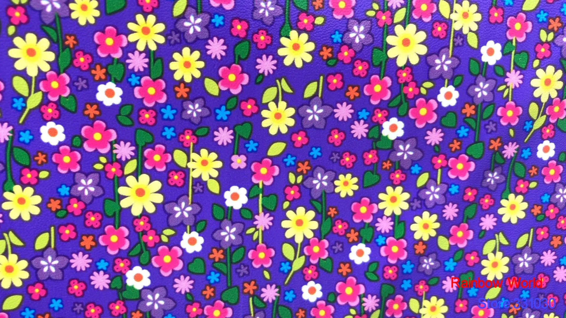 

Factory wholesale flower pattern printed Faux PU Leather fabric for DIY sewing sofa table shoes bags bed material(1 yard)