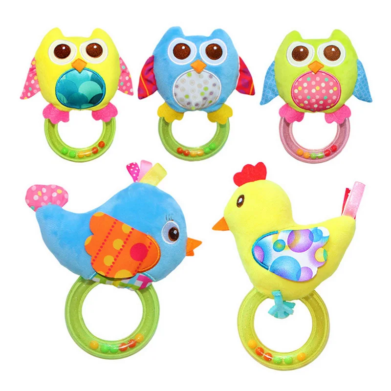 Детская игрушка из мягкого плюша погремушки мультяшная сова птица Мобили для